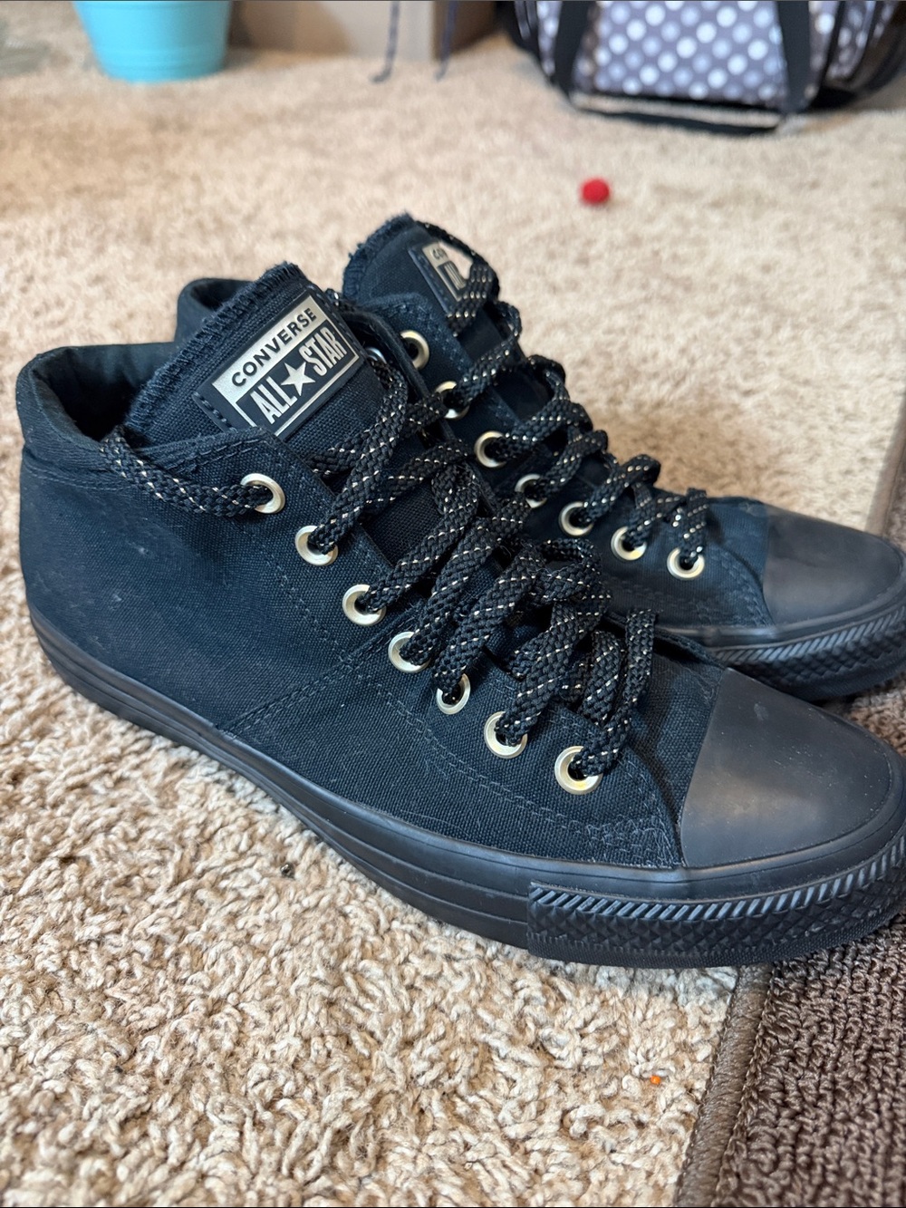 Converse All Star Black High-Top Sneakers with Sparkle Laces